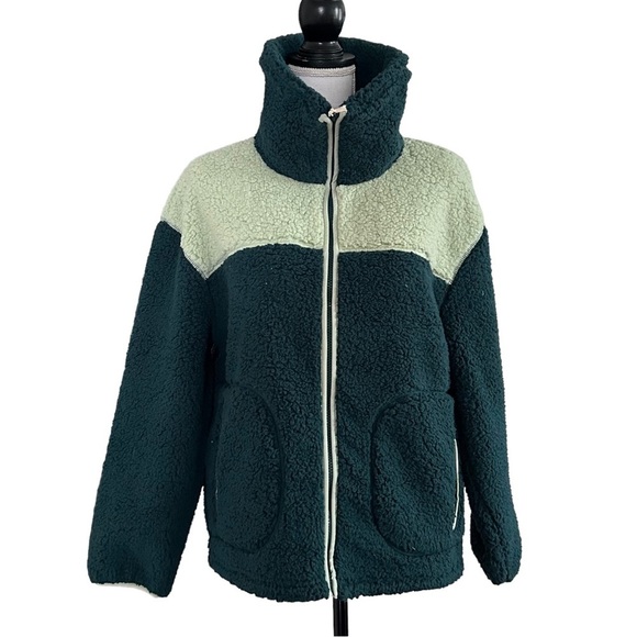 Universal Thread Women's Sherpa Anorak Jacket SZ Small Blue Green Fall Cozy NEW - Picture 1 of 8